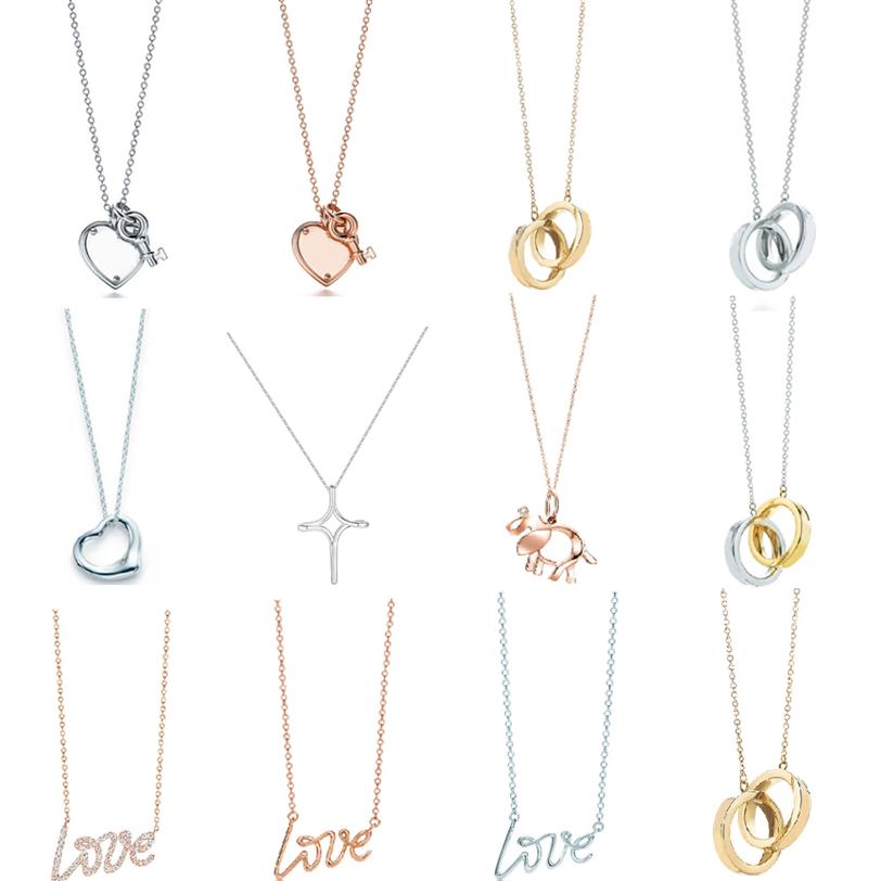 

Charm Gift 100% 925 Silver Love and Key Cross Pendant Necklace Rose Gold White Gold Silver Jewelry Match World Fit Tiff Jewelry321o
