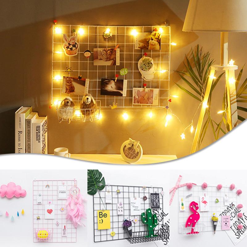 

Other Home Decor Wall Decoration Ins Iron Grid Frame Hanging Rack Display Art Storage Box Basket Mesh Shelf Holder Organizer
