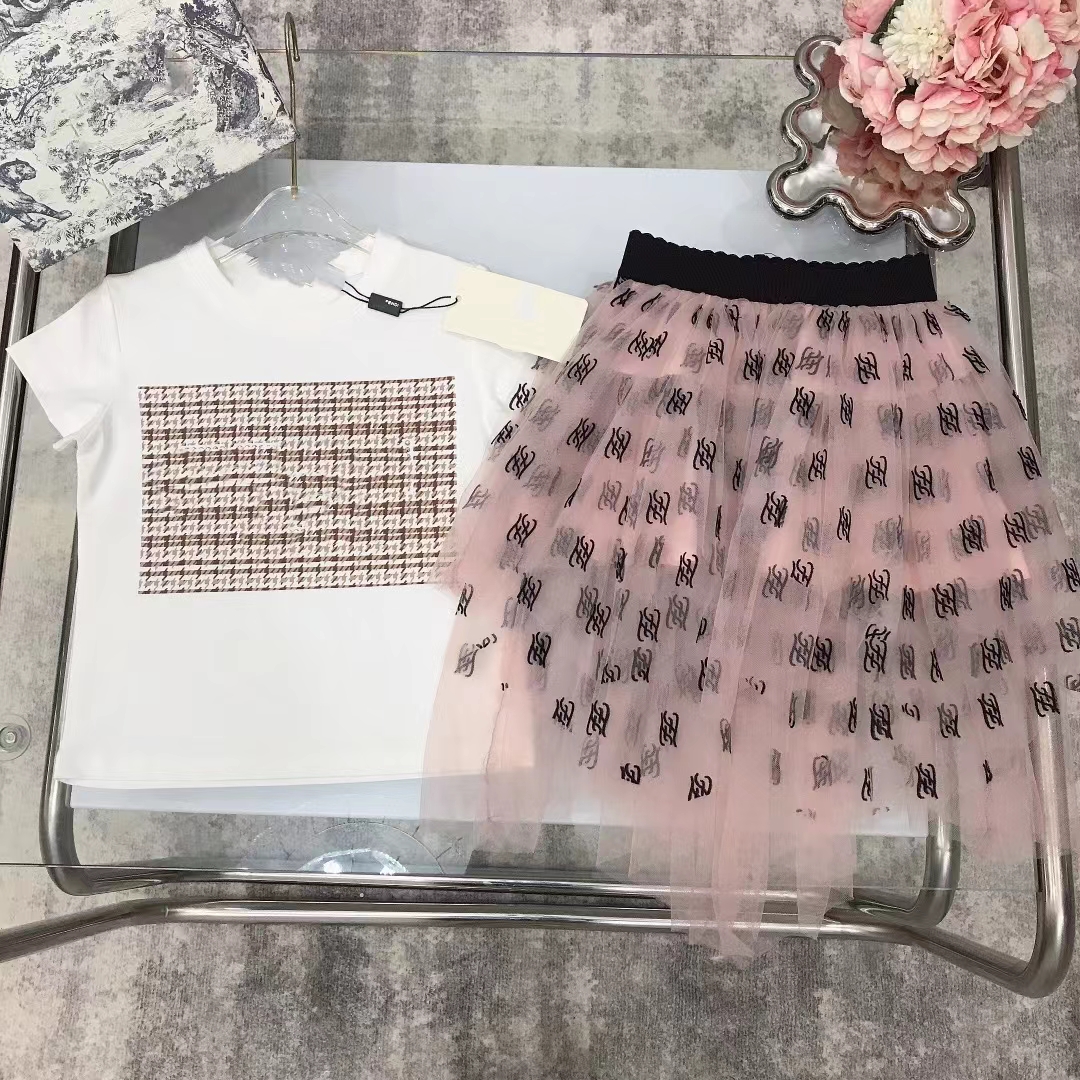 

baby girl clothe pink dress set summer brown kid toddler clothing sets designer child clothes 100-150 cm cotton material
