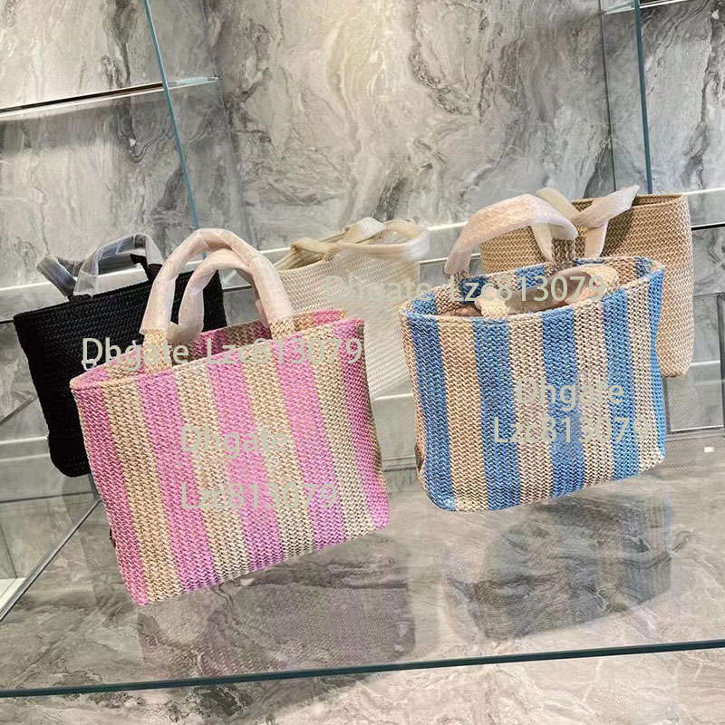 2022 retro design tote bag raffia woven embroidered letter fashion lady handbag women vacation travel beach bag shopping bags ladies portable des