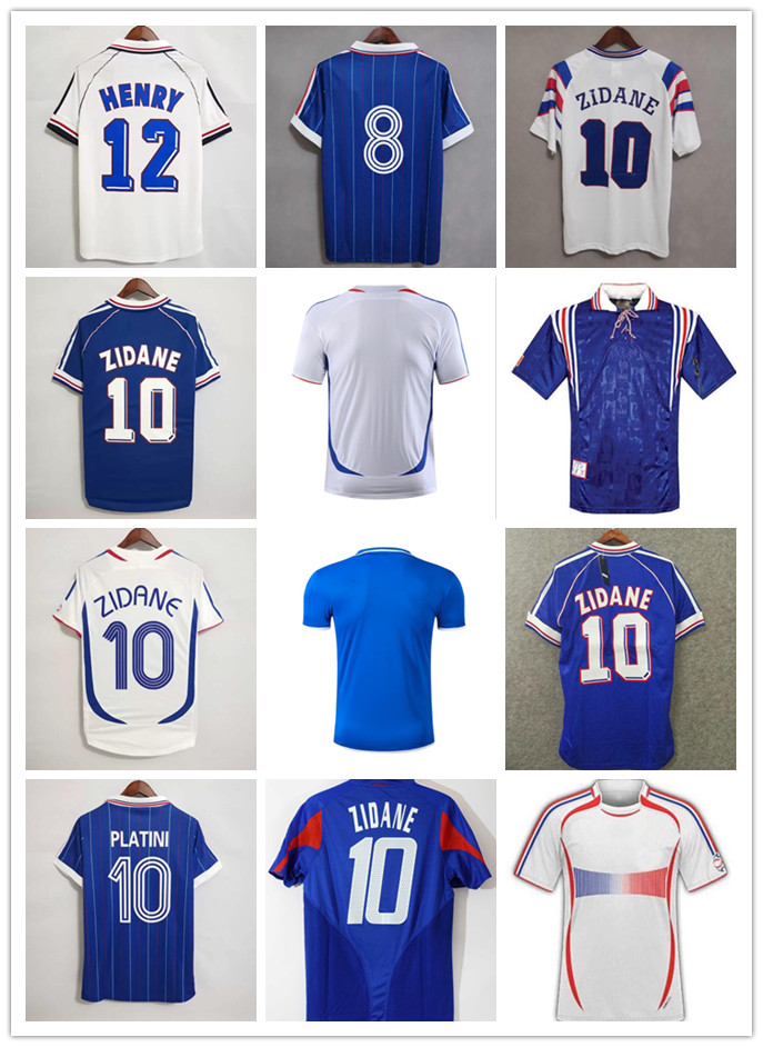 

10 ZIDANE 1998 NCE RETRO soccer jersey VINTAGE HENRY MAILLOT DE FOOT 1982 84 86 1996 2006 2000 2002 2004 Euro finals 1984 uniforms Footb, Multi