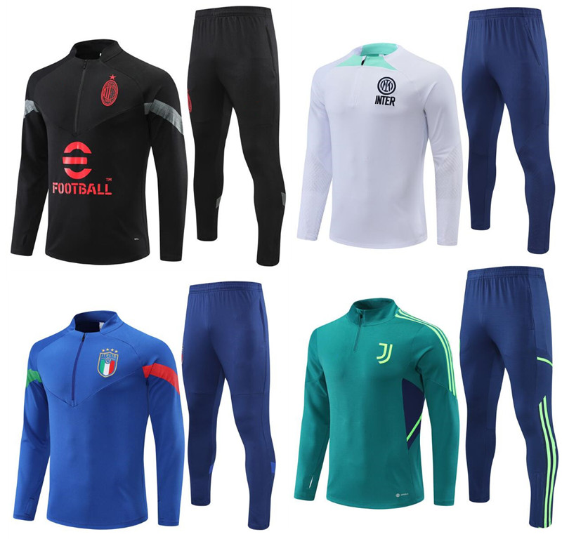 

AC milanS KIDS Half Zipper Jacket Football TRACKSUIT training suit MEN soccer chandal futbol interS chandal jogging Survetement Jerseys BD014, Black