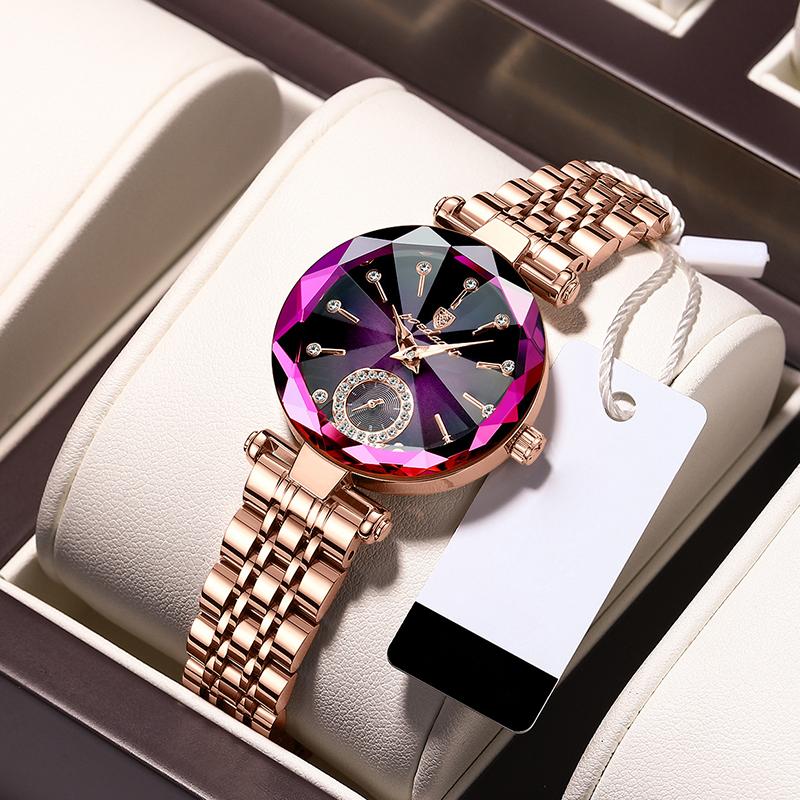 

Wristwatches 2022 Ladies Watch Luxury Fashion Rose Gold Stainless Steel Casual Waterproof Quartz Romantic Girlfriend Gift, Light purple