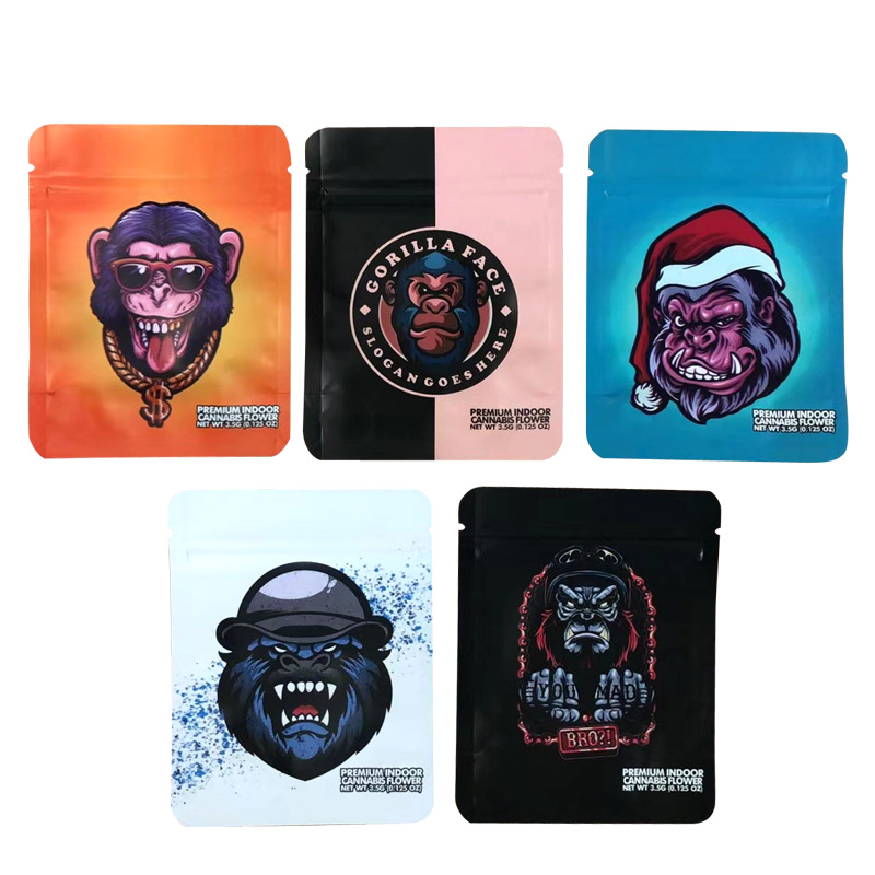 

Edible Packaging Bag Edibles Gummy Zipper SmellProof 3.5 Gram Gorilla Glue Package For Dry Herb Flower Smell Proof Plastic Packing Case