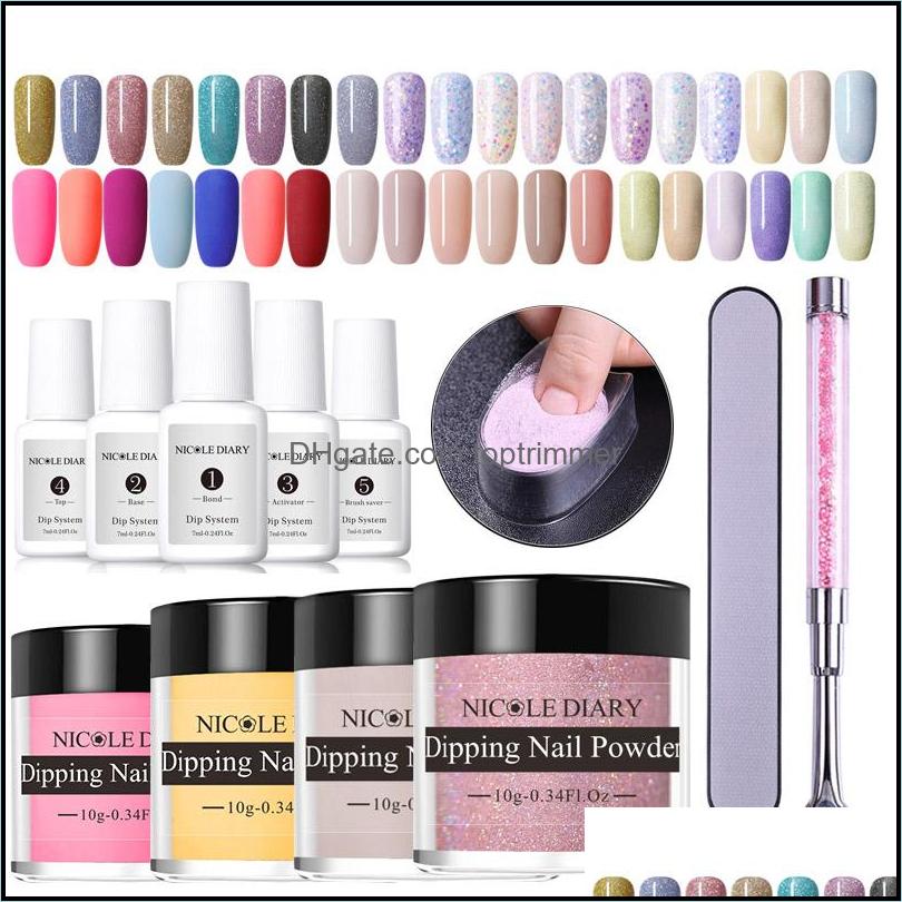 

Nail Glitter Art Salon Health Beauty 14Pcs Dip Kits Nude Holographic Dip Luminous Matte Gradie Dhi2J