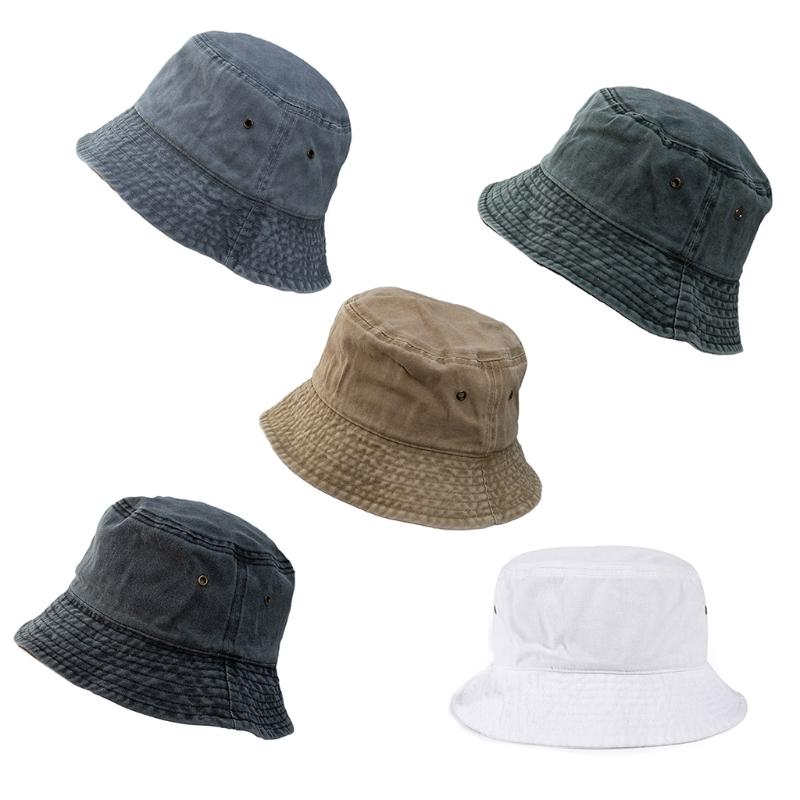 

Berets Solid Color Bucket Hat Fisherman Travel Sunhat Outdoor Panama For Men Women With Flat Top Head Cover HikingBerets, White