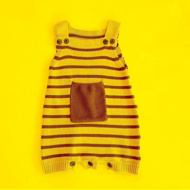 

Jumpsuits Autumn Winter Born Boys Girls Pocket Stripe Clothes Baby Knit Rompers Knitted Sleeveless Children RompersJumpsuits, 95050 white