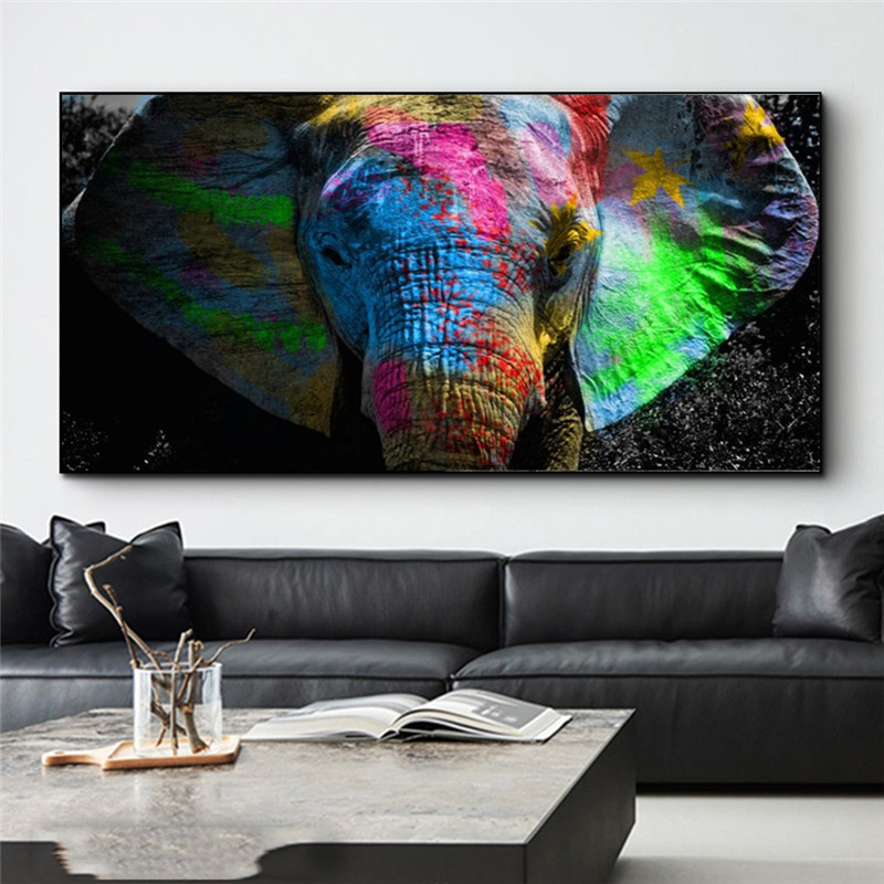 

Graffiti Pop Art Elephant Canvas Paintings On The Wall Posters And Prints Colorful Animals Wall Pictures For Kids Room Cuadros