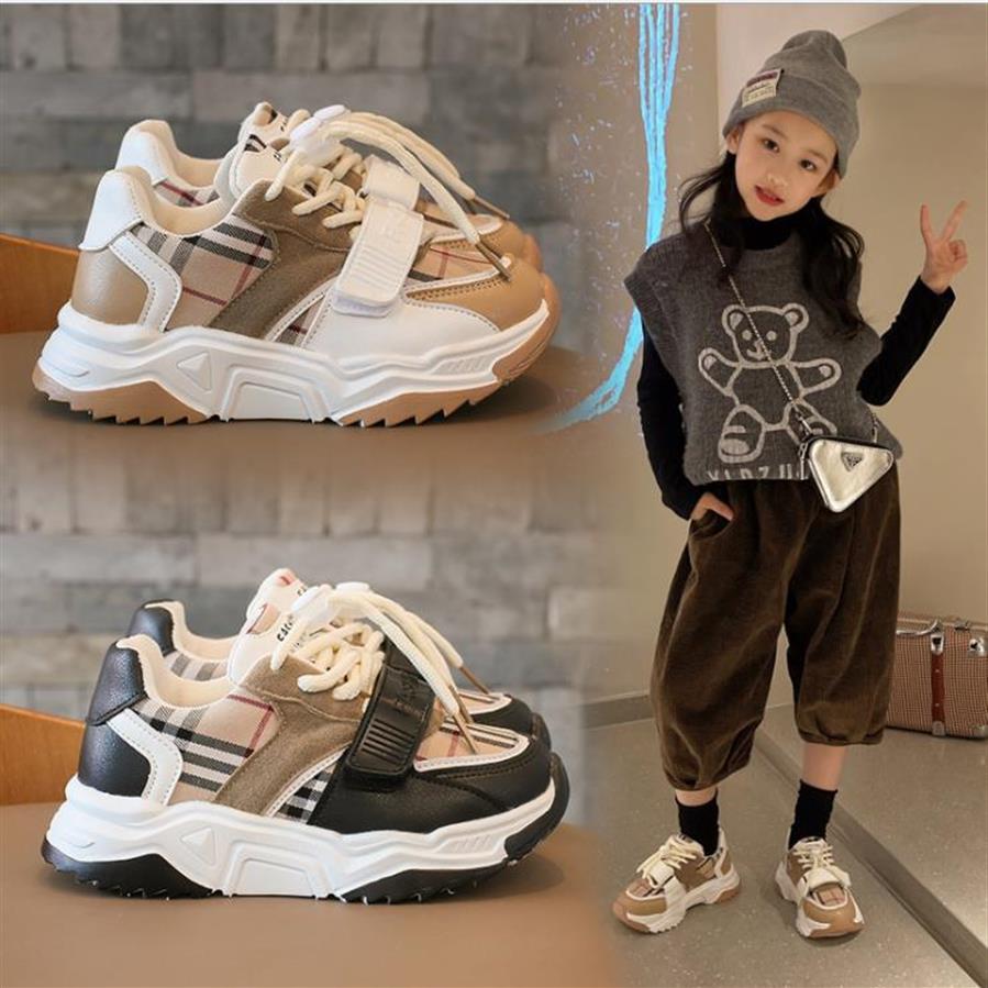 

Toddler Sneaker Girl Shoes Autumn Spring Children Plaid Breathable Sport Shoes Outdoor Tennis Fashion Kids Sneakers 26-353289, Black