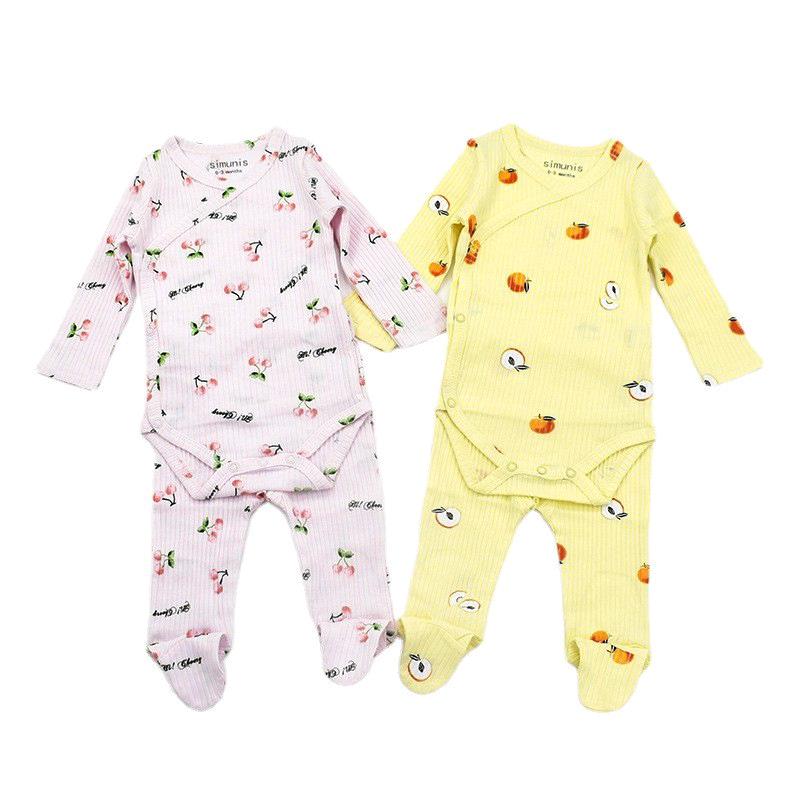 

Clothing Sets 2pieces/set Clothes Born Set Spring Autumn Cotton Solid Bodysuit Footed Pants Baby Girl Outfit Infant Boys ClothingClothing