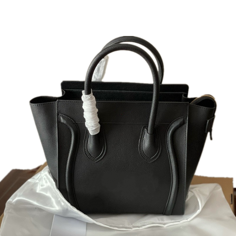 

Luggage Micro Litchi Grain Leather Bag Genuine Calfskin Handbag Smile Face Lady Bags Two Handles Totes Big Capacity Packs size 27-27-15 Cm