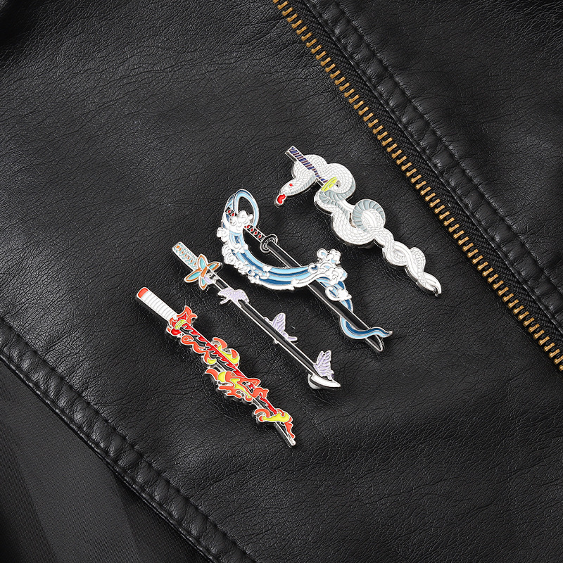 

Demon Slayer Weapon Enamel Pins Custom Anime Knife Brooches Lapel Badges Cartoon Jewelry Gift for Fans Friends, Mixed colors