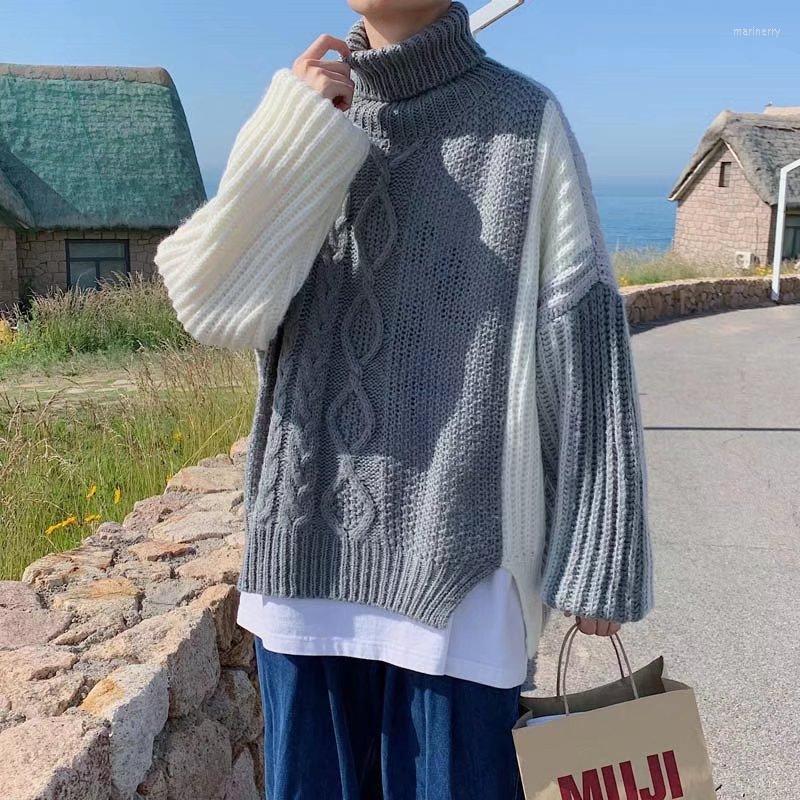 

Men's Sweaters Sweater Men Streetwear Korean Fashion High Collar Hip Hop Autumn Pull Over O-neck Oversize Couple Casual 2022 Mari22, Gray