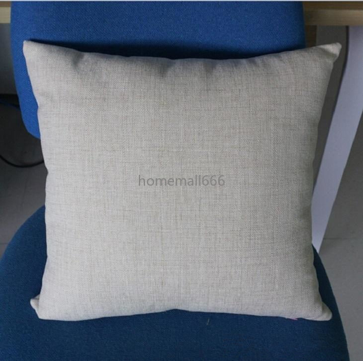 16x16 Inches Natural Poly Linen Pillow Case Blanks for DIY Sublimation Plain Burlap Cushion Cover Embroidery Blanks AA-image-762576597