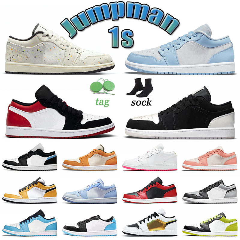 Jumpman 1 Rétro Chaussures de basket-ball Top Quality Bronze Eclipse UNC 1s baskets basse Paint Toe Paint Splatter Revers Mocha Men de l'aluminiu