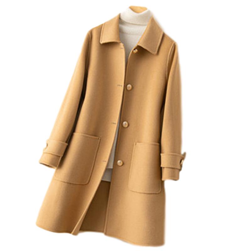 

Women' Wool & Blends Nice Autumn Winter Coat Women Jacket Female Short Korean Spring Both Sided Cashmere Overcoat Clothes Ladies, Red