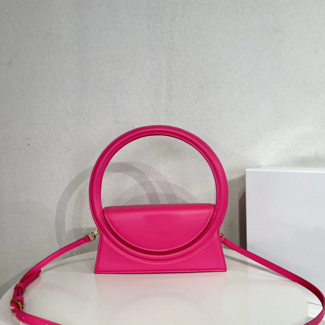 

New Vintage Handbag High Quality Simple Round Ladies Messenger Leather Handbag High Purity Color Underarm Bag Size 24-12-8, Other