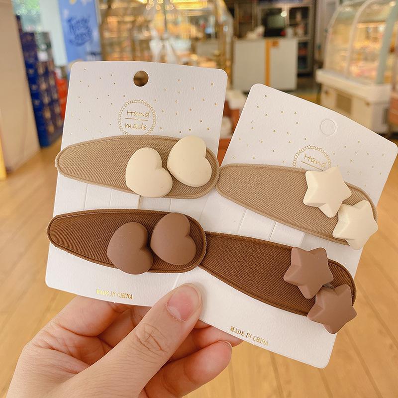 

Hair Accessories 2pcs Korean Children BB Clips Kids Girls Coffee Hairpin Heart Star Hairband Headband For Women Cute Kawaii Baby Accessories