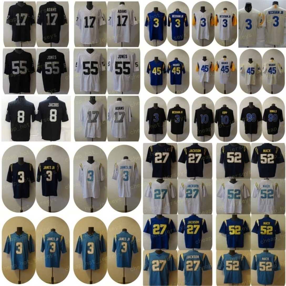 

17 Davante Adams Football Jersey 8 Josh Jacobs 55 Chandler Jones 27 J.C. Jackson 52 Khalil Mack 3 Derwin James Jr 3 Odell Beckham Jr 45 Bobby Wagner Stitched, Men