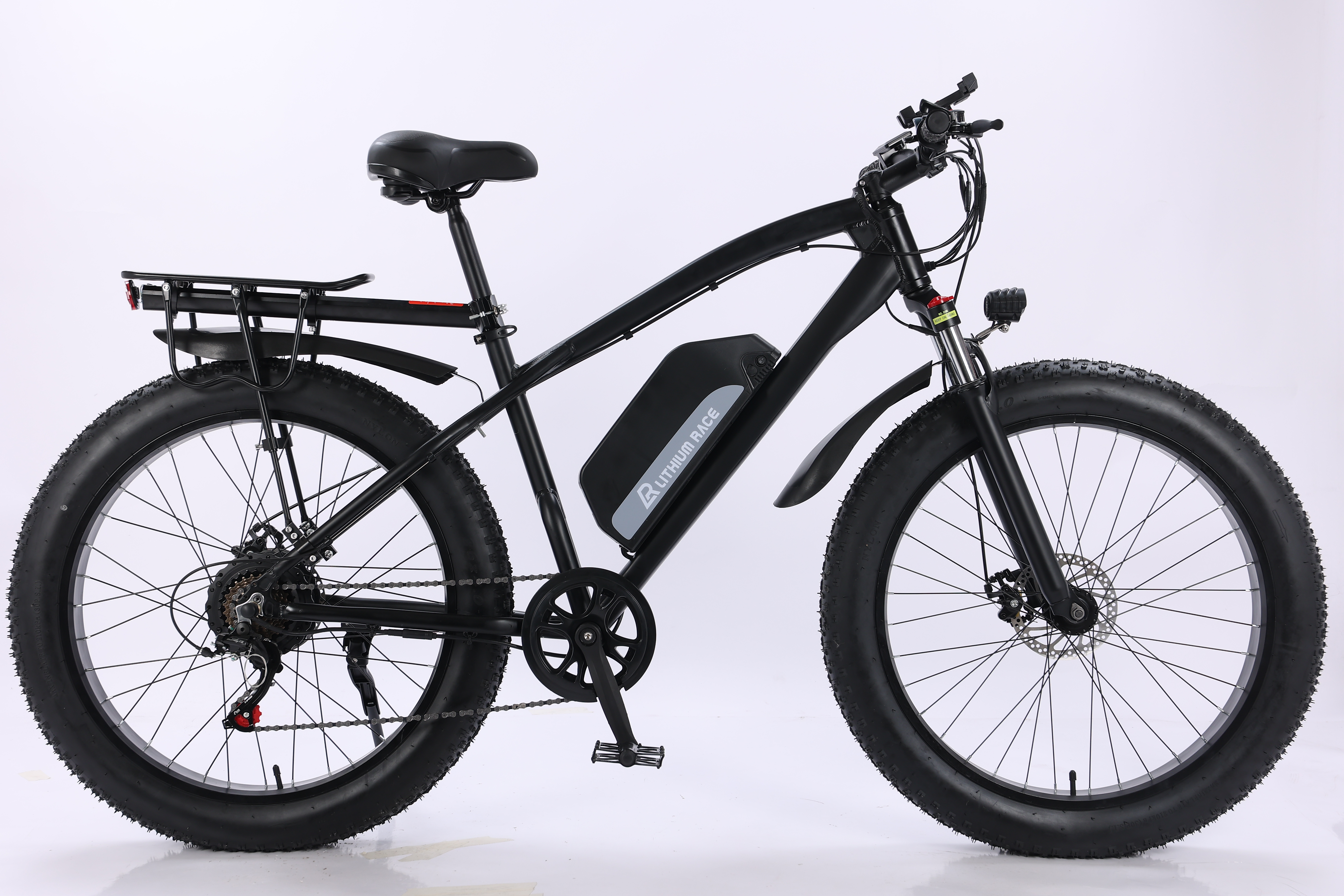 [US Stock]26inch 350W motor alloy fat tire electric mountain bike snow ebike lithium battery-image-760006743