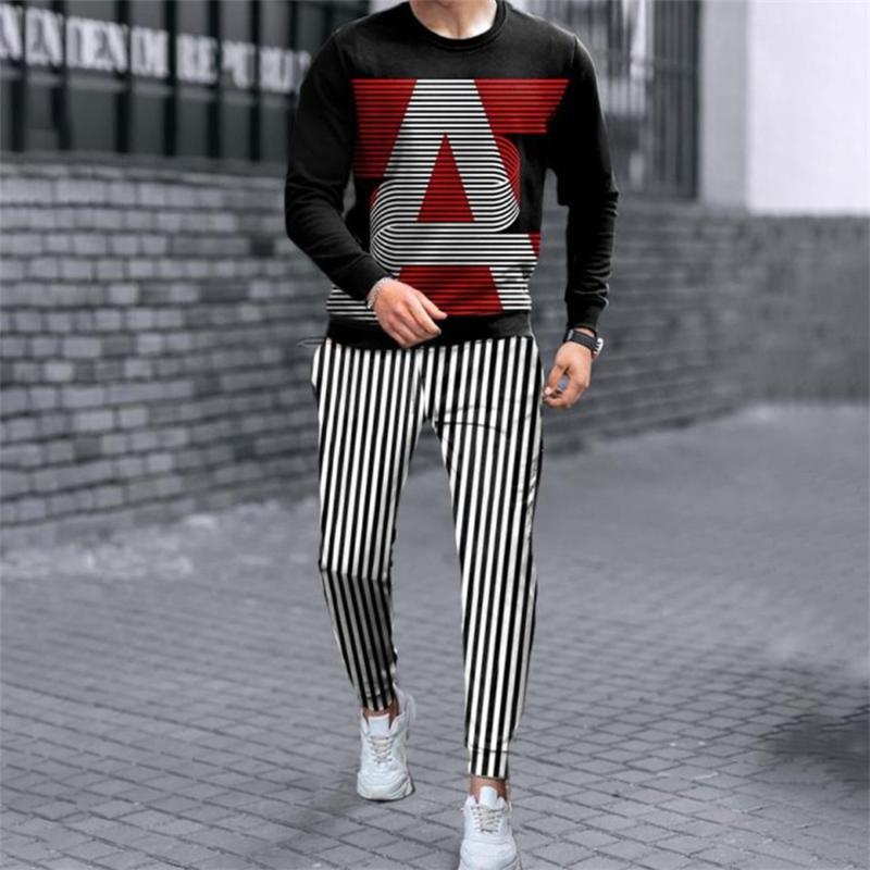 

Men' Tracksuits Spring Autumn Men Long Sleeve T Shirt Pants 2 Piece Sets Oversized Clothes Fashion Loose Tracksuit Streetwear Tshirt SuitsM, 13
