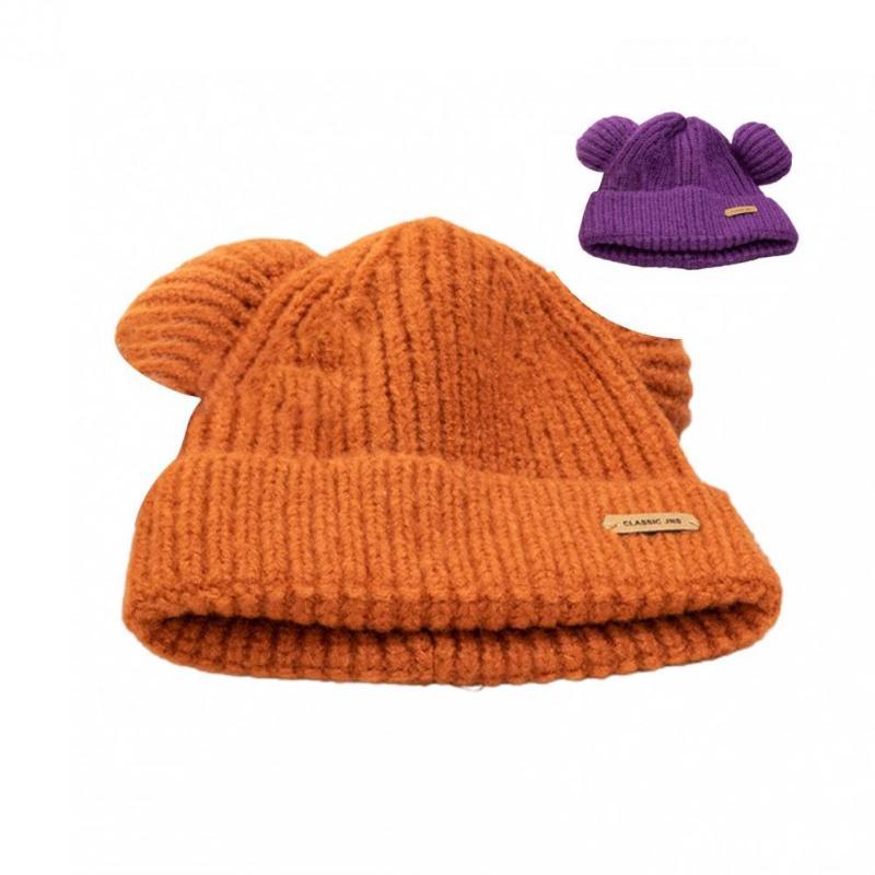 

Visors Cute Women Cap Solid Color Lovely Warm Knitting Beanie Hat, Black