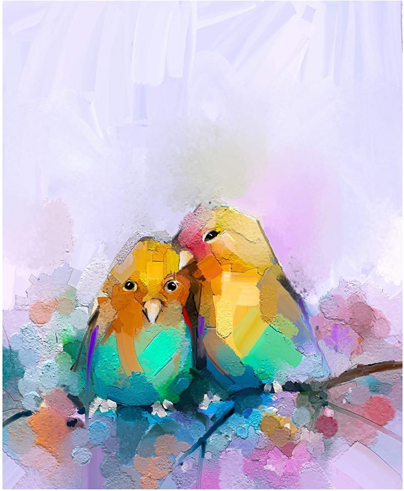 

Paintings Paint By Numbers For Adults With Frame Includes Acrylic Paint,12x16 Inch Magnifying Glass,Paint Love Birds Painting