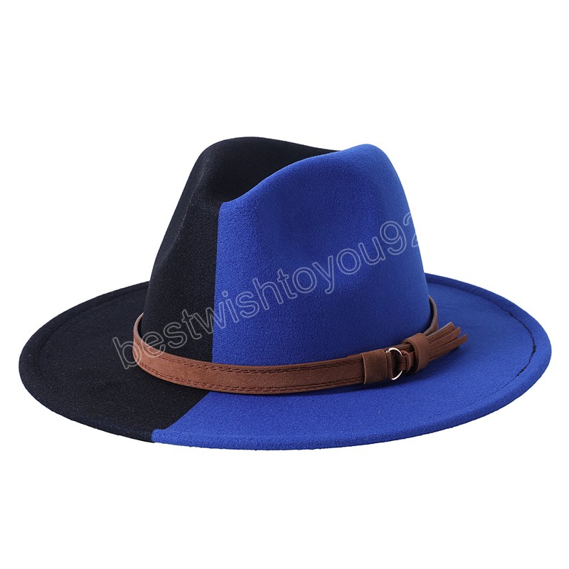

Fedoras Hats For Women Fashion Patchwork Felt Jazz Hats Men Stage Performance Cap Sombreros De Mujer Gorros