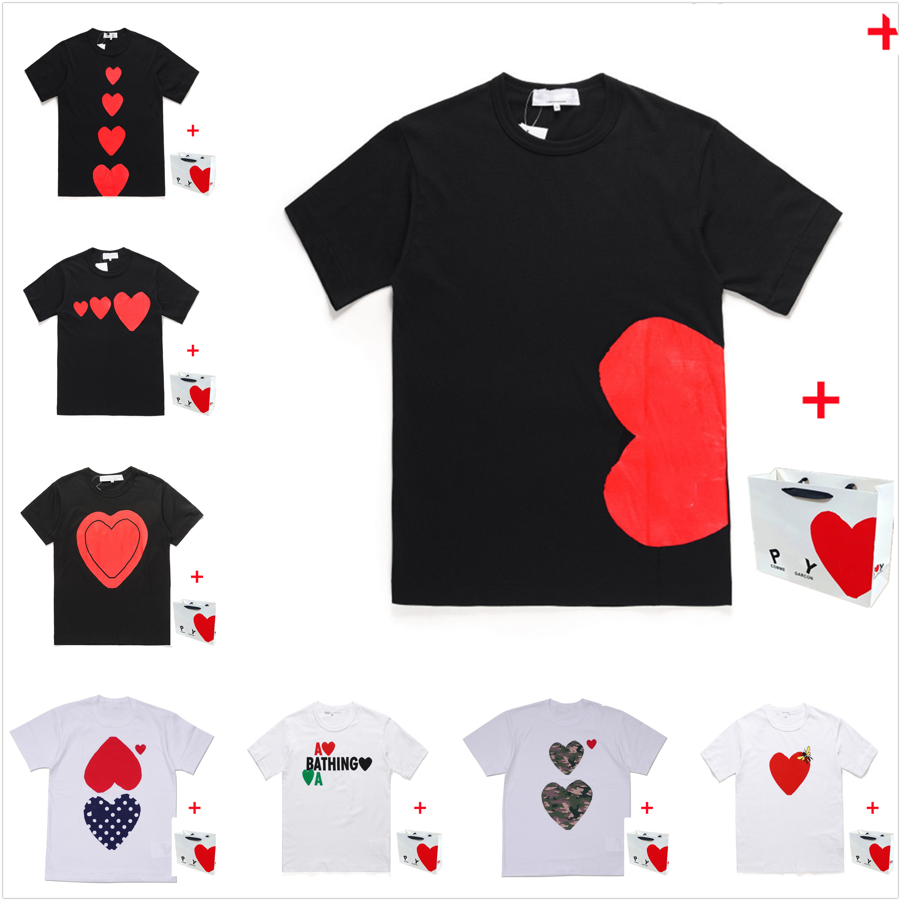 

Men t shirt high quality Short Sleeve women T-shirt Red heart set Summer Tees Letter Print Hip Hop Style Bring tote bag 0102, Style no.22