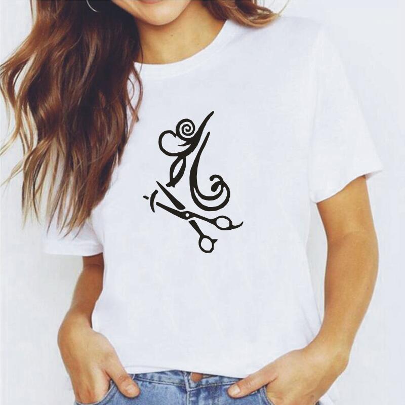 

Women' T-Shirt Hairdresser T Shirt Women Tops Fashion Short Sleeve Tee Femme Funny Barber Tshirt Summer Cotton Casual Camiseta Mujer, Black