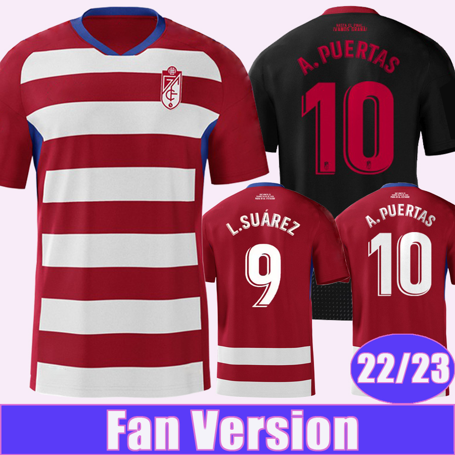 

22 23 Granada L. SUAREZ Mens Soccer Jerseys L. MILLA A. PUERTAS D. MACHIS C. NEVA VICTOR DIAZ QUINI DOMINGOS D. Home Away 3rd Football Shirts, Qm8980 22 23 home l. lig. patch
