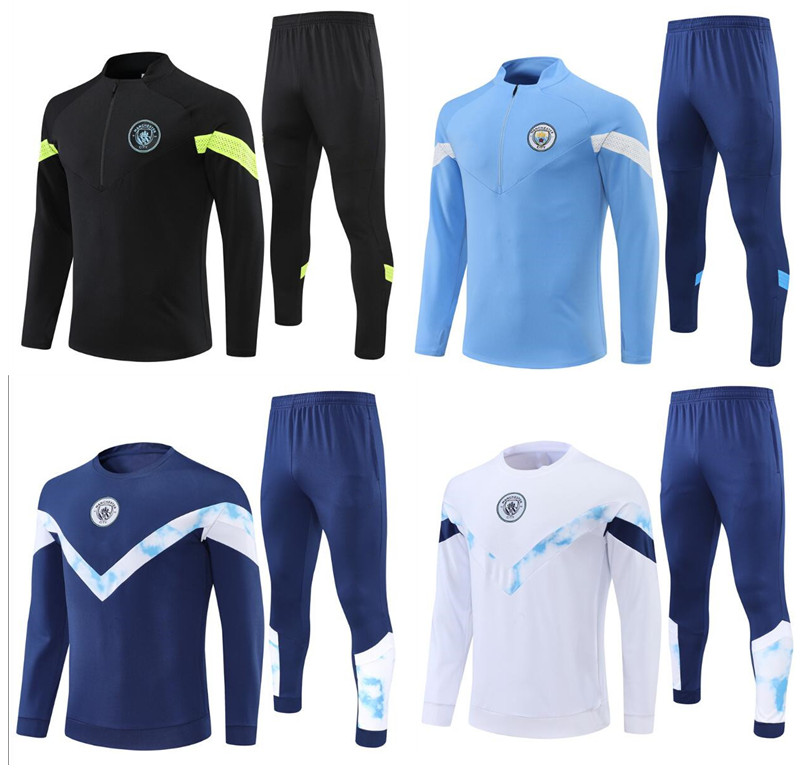 

22 23 city kids man DE BRUYNE soccer tracksuits GREALISH survetement jacket fottball Training suit veste maillot de foot Olympique tracksuit football jogging, Blue