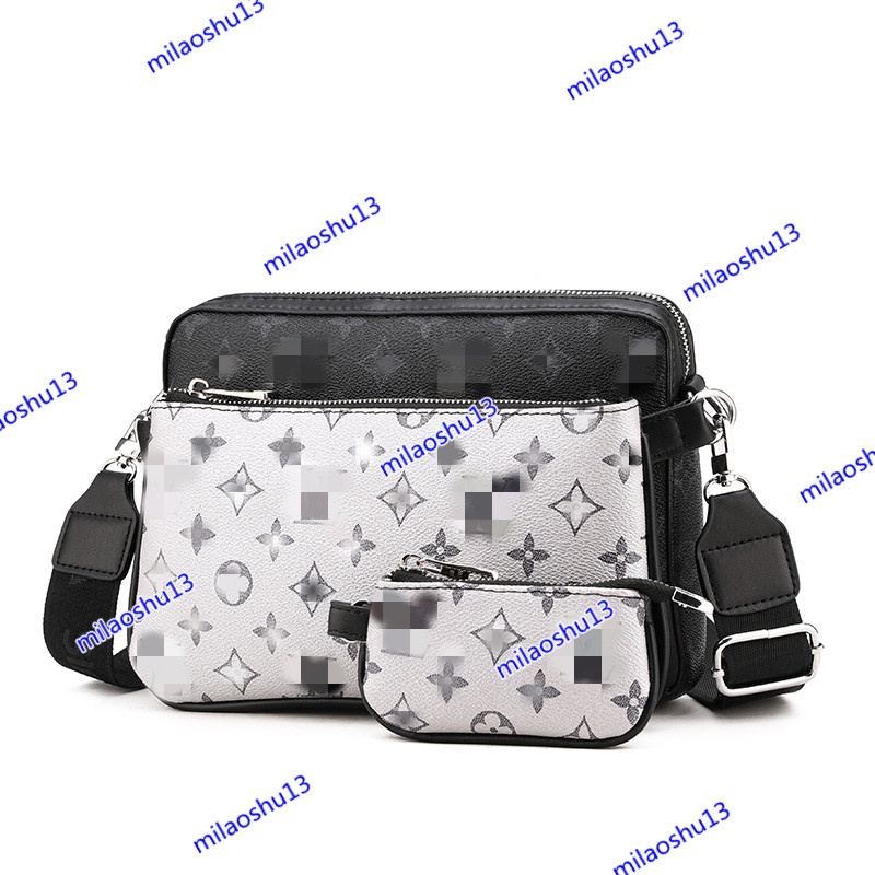 

Handbags Men Leather TRIO Messenger Bags Luxury Shoulder Make up Bag Designer Handbag Tote Man's WOMEN bags LVs louiseity viutonity VUTTONS, White