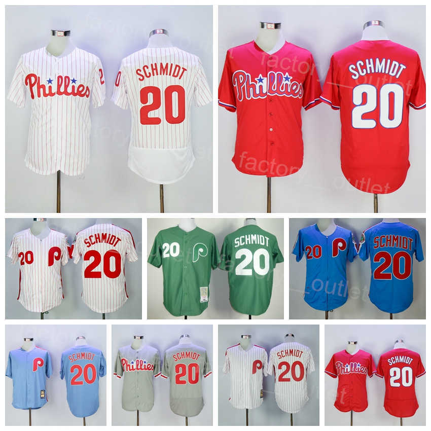 1983 Throwback Baseball Retro 20 Mike Schmidt Jersey Men VintageAll Stitched Flexbase Cool Base Pullover Pinstripe White Red Blue Grey Beige Black 1