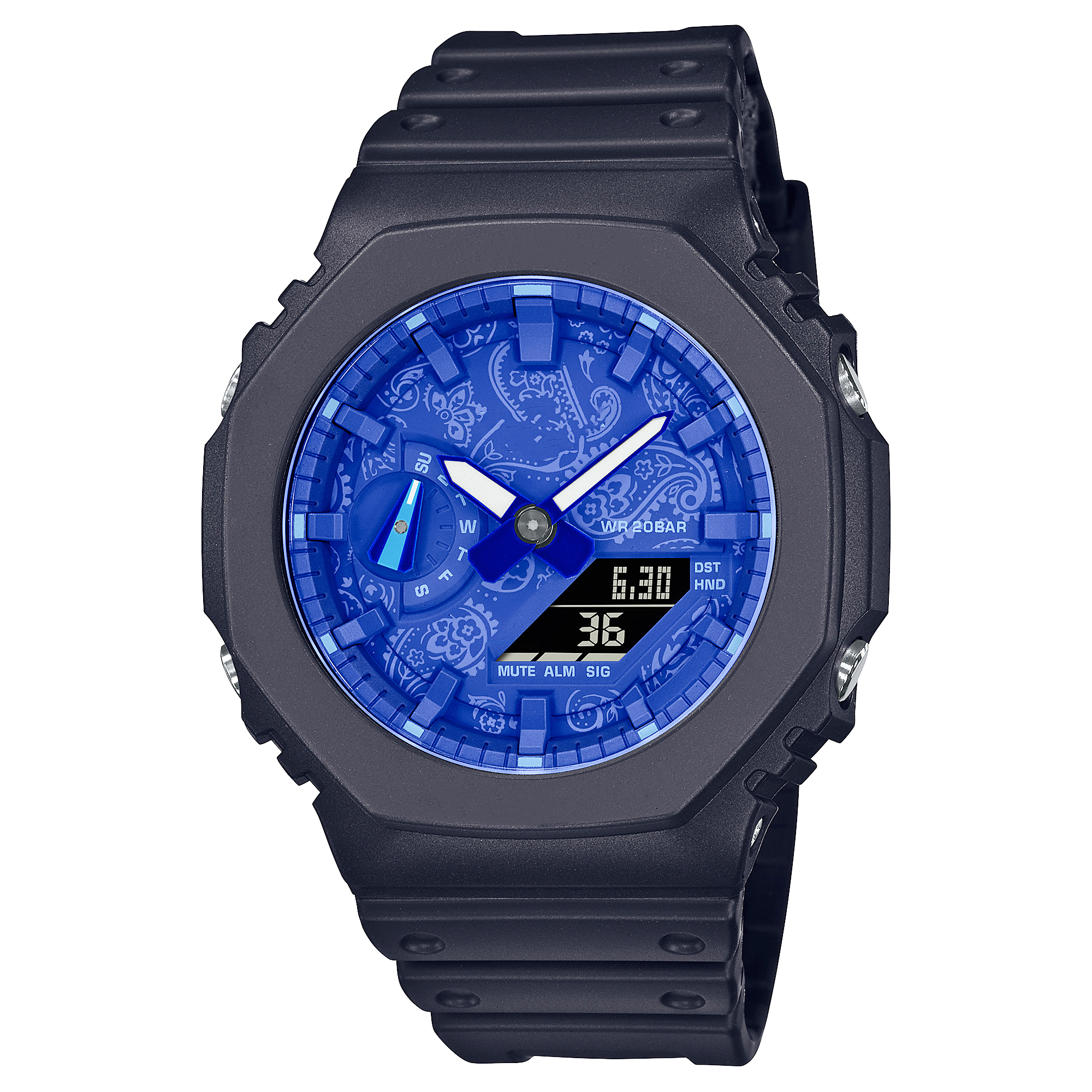 Iced Out Watch GA2100 Sports Quartz Digital Men's Watch LED Full Function Automatic Hand Raise Light World Time Magic Oak Collection