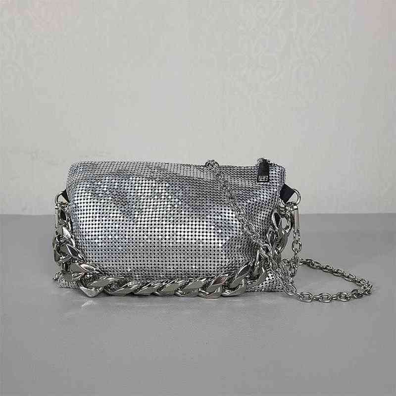 

Evening Bags Party Metal Sparkle Women Crossbody Bags Rhinestone Diamond Ladies Shoulder Bag Chains Shiny Female Handbags Luxury Purses 220407, Silver