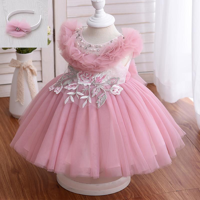 

Girl's Dresses Yoliyolei Fluffy Collar Baby Girl Dress Flower Wedding Party Ball Gown Appliques Kids Friendly Clothes With BeadingGirl's, Green