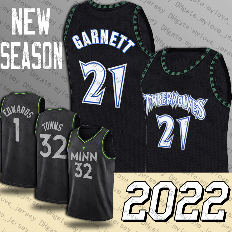 

Throwback Kevin 21 Garnett Jersey Anthony 1 Edwards Jerseys Karl-Anthony 32 Towns Jersey Minnesota''Timberwolves''Jersey