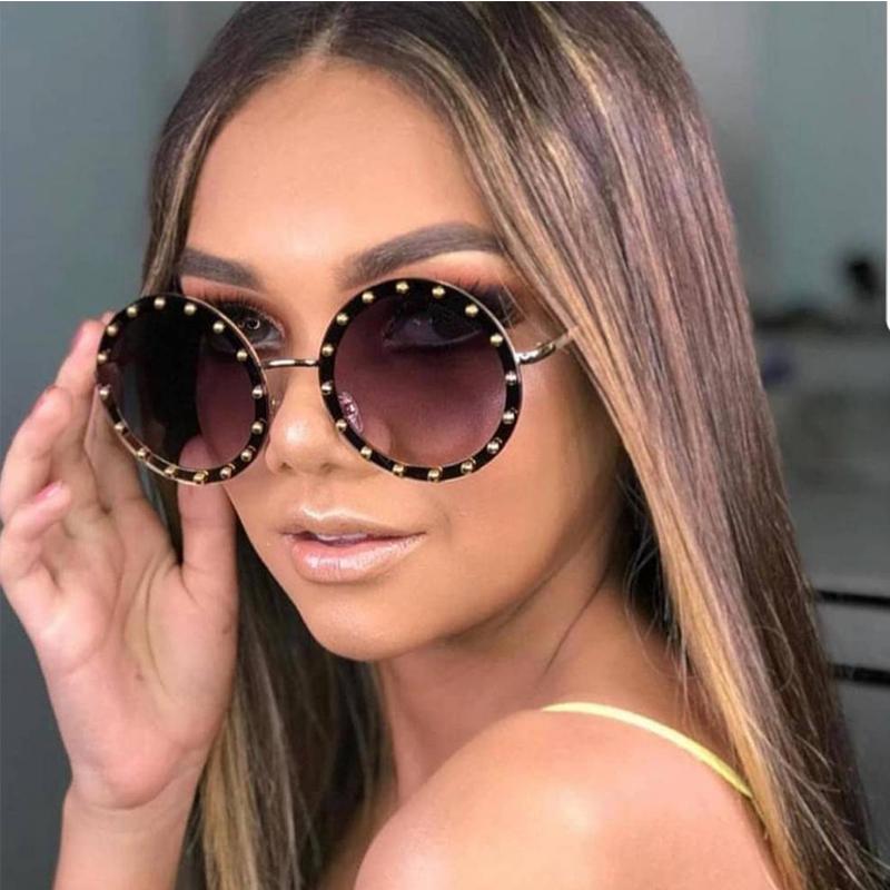 

Sunglasses Vintage Round Women Luxury Rhinestone Metal Sun Glasses Ladies Classic Pink Red Retro Clear Shades Eyewear Men UV400Sunglasses