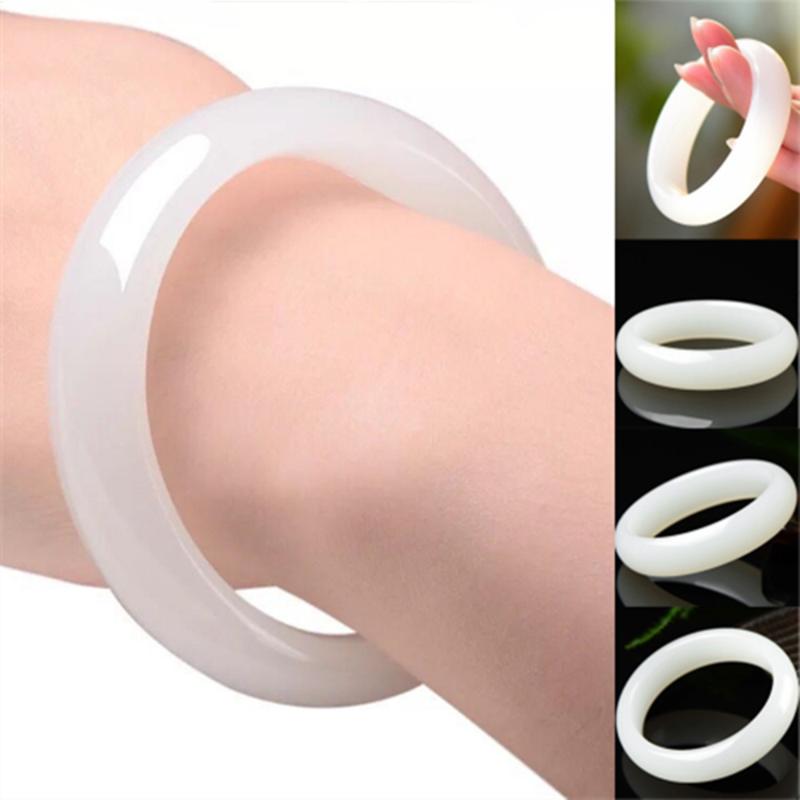 

Bangle Fashion Beautiful Lady Afghan White Jade Hand-polished Greyish YU001