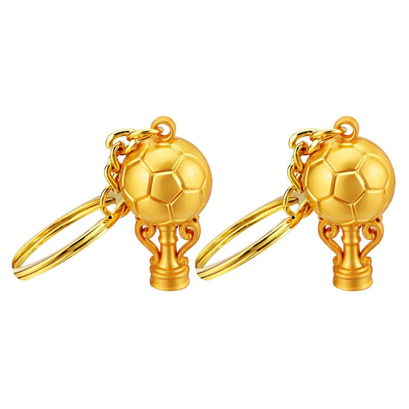 

Keychains 2pcs Delicate Football Key Chains Decorative Soccer Rings Holders (Golden)