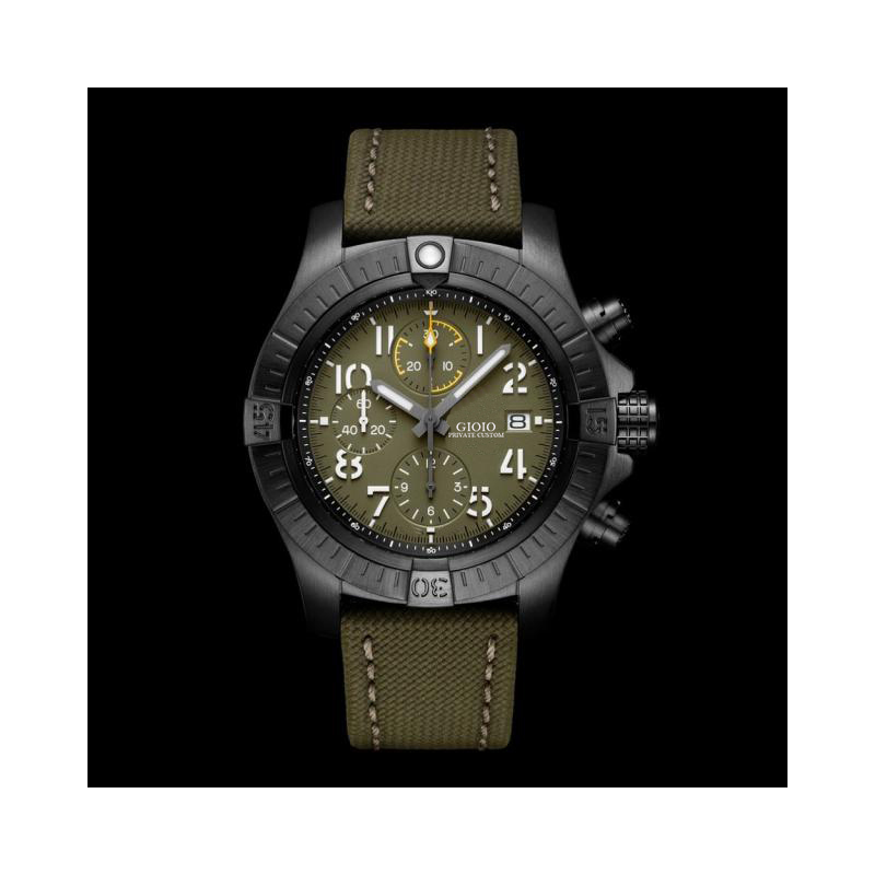 Quartz Chronograph Men Night Mission Rotatable Bezel Blue Black Watch 081040-image-790076714