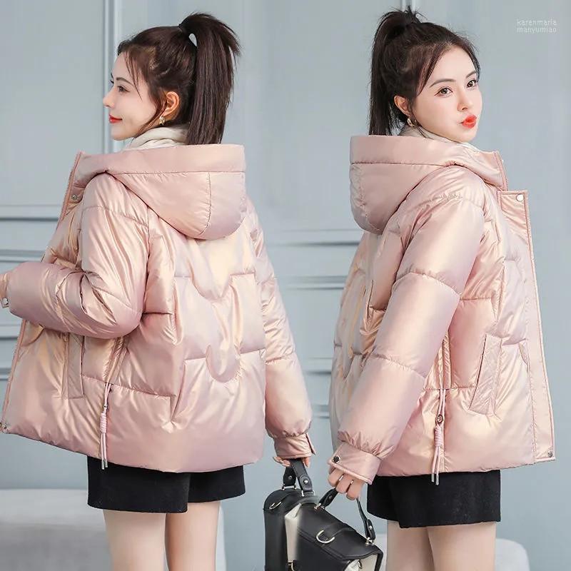 

Women's Down & Parkas 2022 Coats Winter Jacket Fashion Glossy Hooded Jackets Thick Warm Female Cotton Padded Parka Coat Outwear Kare22, Pink