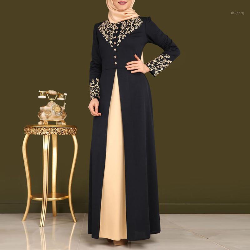 Vêtements ethniques 2XL Musulman Dubai Abaya Islam Kaftan Robe longue Femmes Imprimé Manches Maxi Robes Élégant Vintage Robe