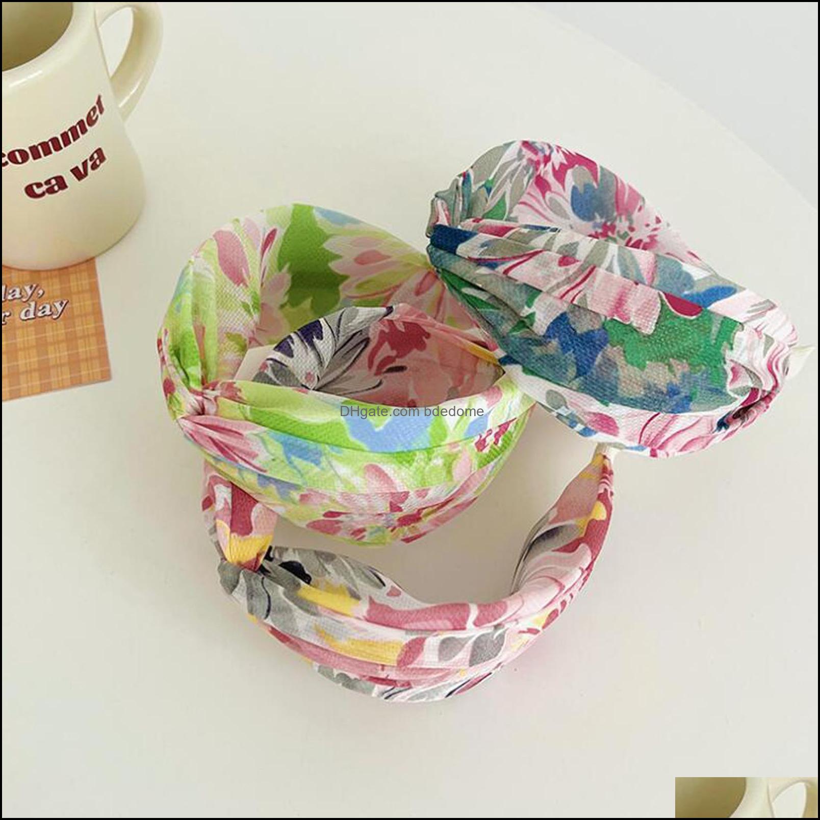 

Headbands Hair Jewelry New Fashion Women Hairband Wide Side Flower Headwear Center Knot Turban Girls Casual Autumn Headband H Dhi0A