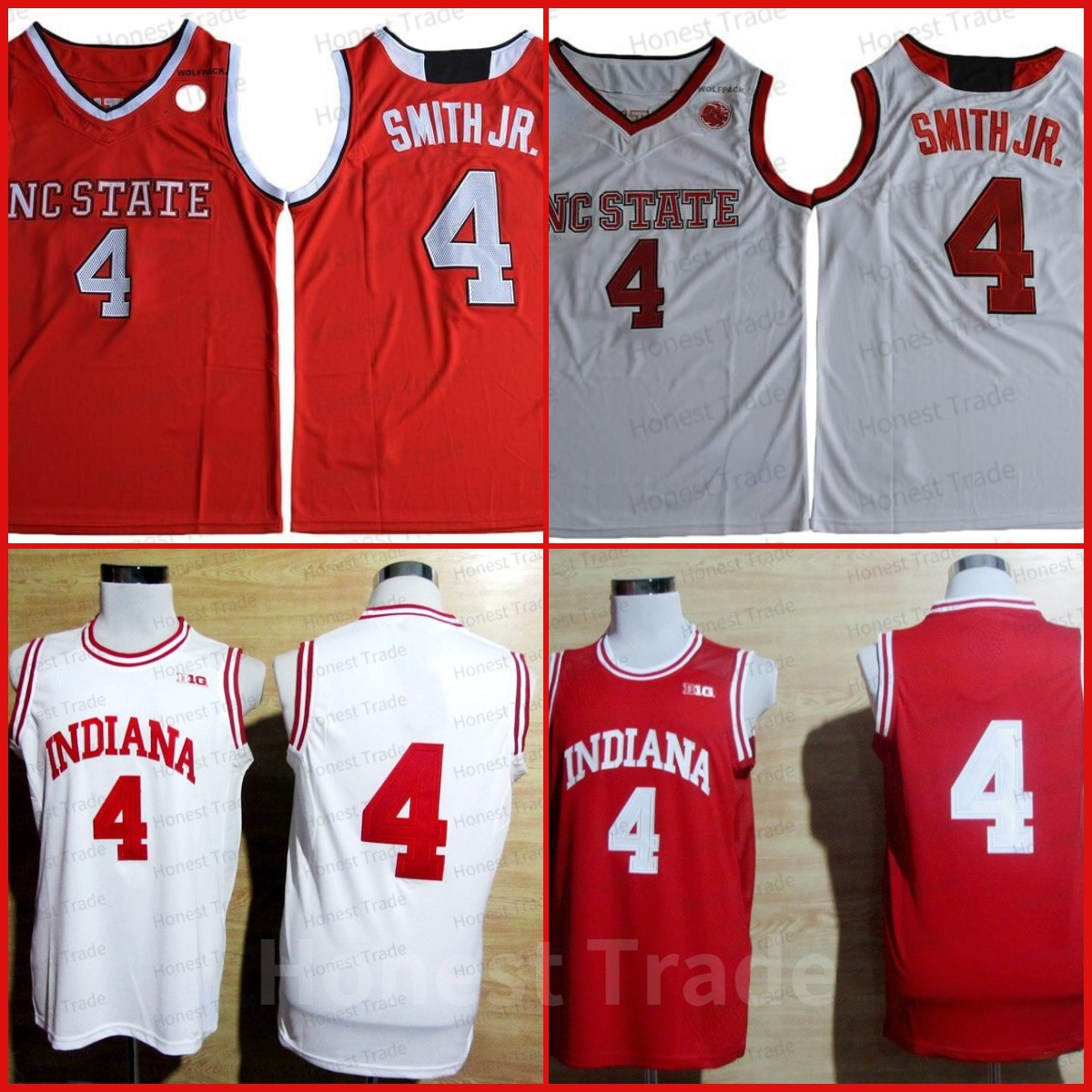 

NCAA NC State Wolfpack 4 Dennis Smith JR. Red College Basketball Jersey Indiana 4 Victor Oladipo White University Stitched Jerseys Good quality, As pic