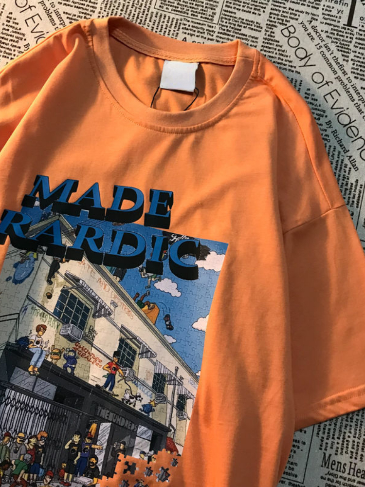 

Street Printing Shortsleeved 100% Cotton Tshirt Womens Millennial Trend Casual Top Trend Allmatch Tshirt Mens Ins 220615