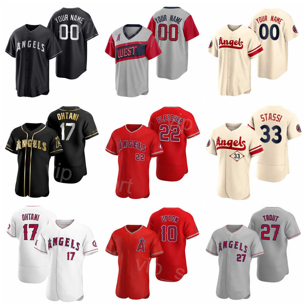 New City Connect Baseball 10 Justin Upton Jersey 33 Max Stassi 27 Mike Trout 17 Shohei Ohtani 22 David Fletcher 20 Jared Walsh Cool Base All Stitche