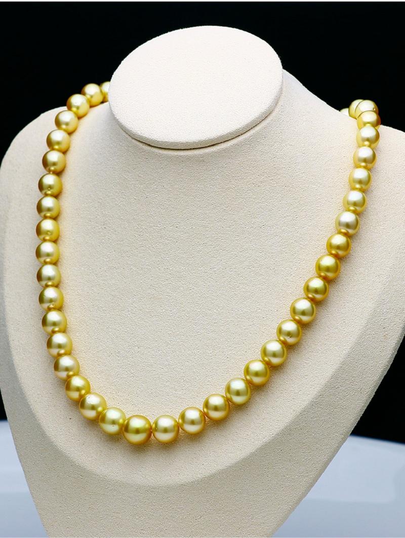 

Chains Huge Charming 9-10mm Natural South Sea Genuine Golden Round Necklace Women JewelryChains ChainsChains