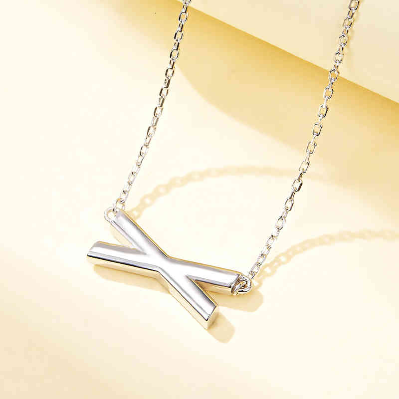 

designer Compare with the original CTonglin S925 Sterling Silver X letter necklace female versatile ins style explosive cross chain bone jewelry
